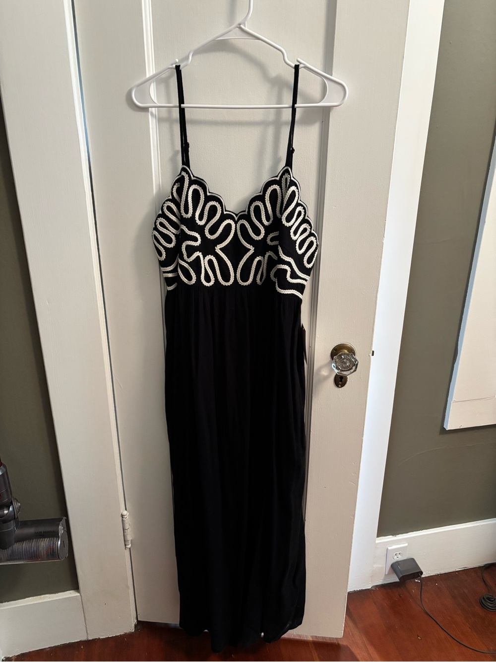 a new day Black Dress with White Embroidered Accents